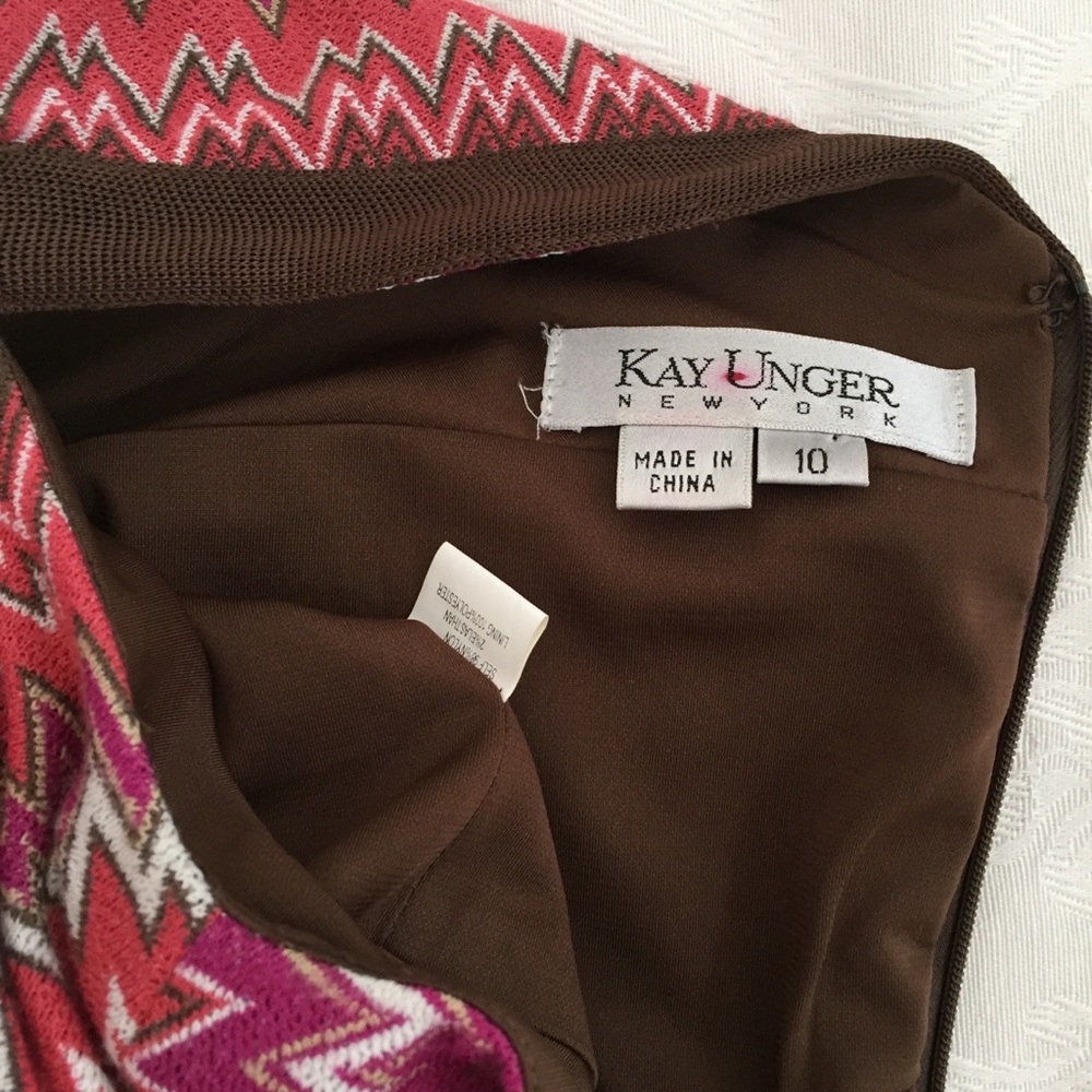 Kay unger multi color knitted chevron print dress - Picture 6 of 7